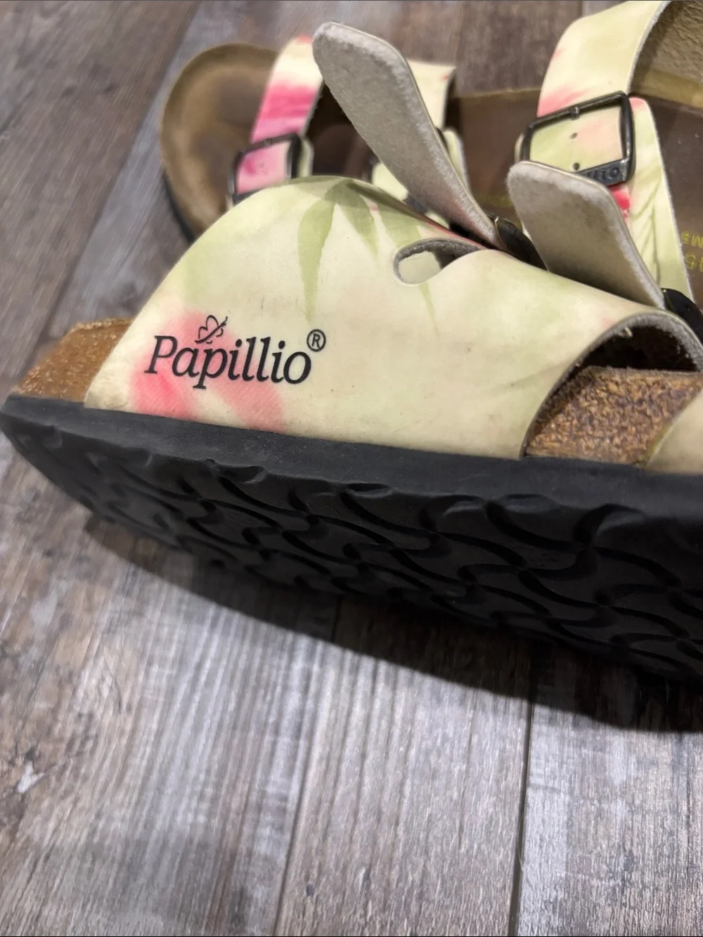 Birkenstock Women’s Triple-Strap Floral Sandals in Yellow and Pink